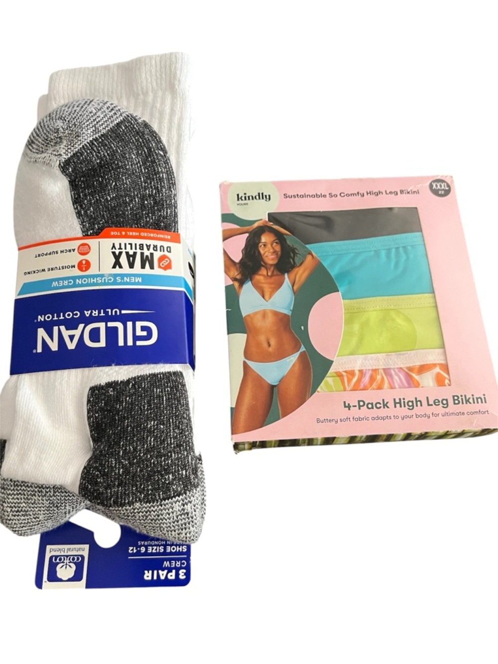 4-Pack High Leg Bikini Briefs - Multicolored & Pattern size XXXL whit 3Pk Socks